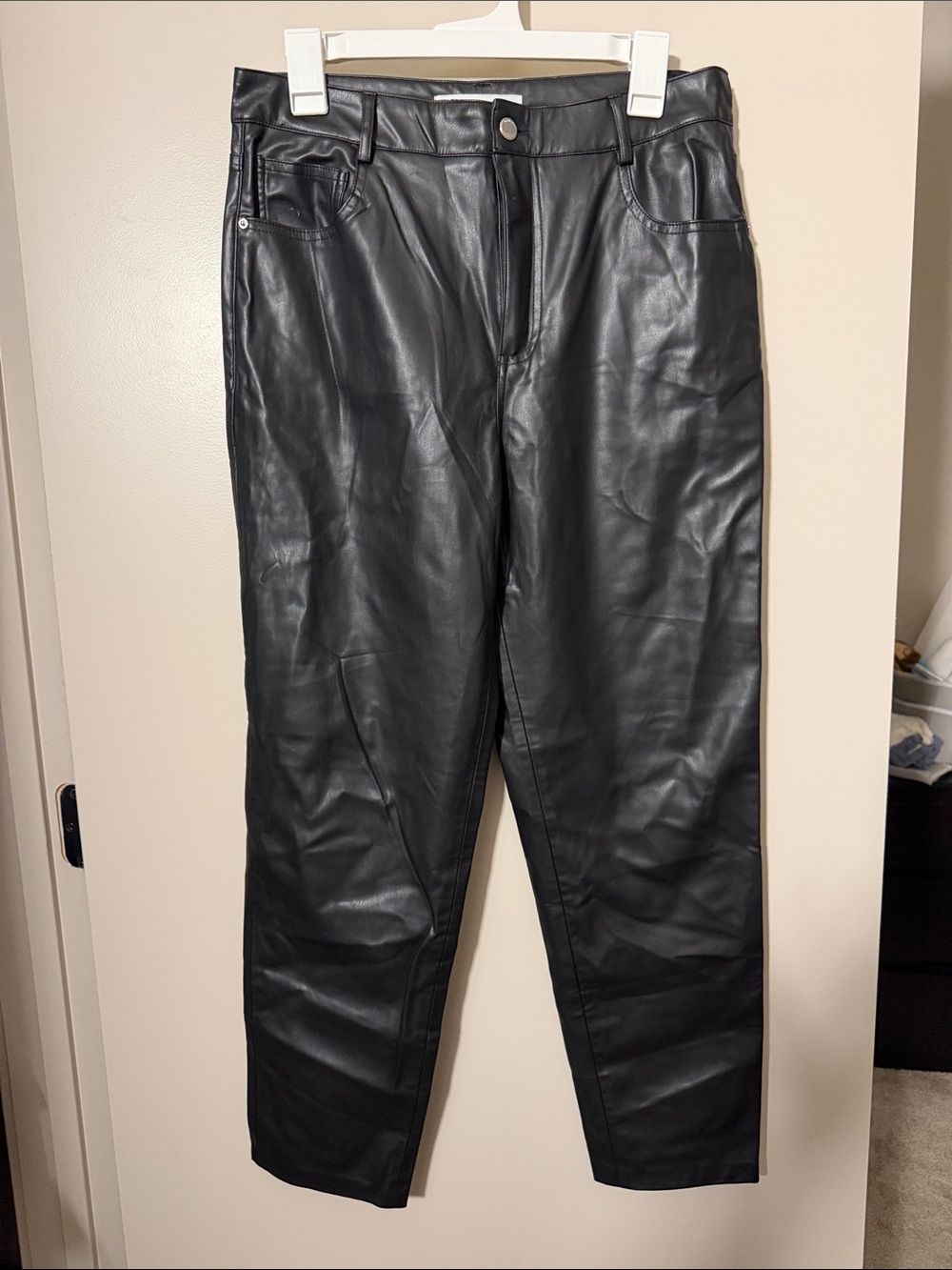 Zara Black Faux Leather Chinos